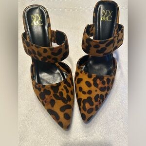 New York & Company Brown Leopard Mules. NWOT